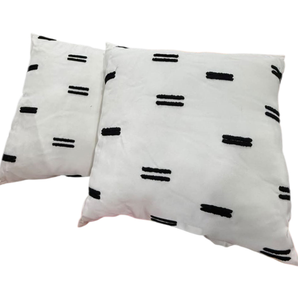 Boho Throw Pillow Covers 18x18 inches(Pack of 2) Black Off White